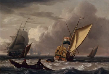 Eine niederländische Admiralitätsyacht und andere Schiffe