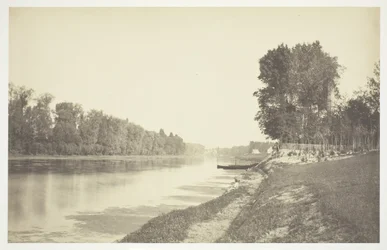 Ohne Titel, ca. 1850. [Bäume in der Nähe von Wasser im Bois de Boulogne, einem Park in Paris]