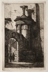 Eingang zum französischen Kapuzinerkloster in Athen, 1854