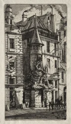 Radierungen von Paris: Haus mit einem Türmchen, Weberstraße