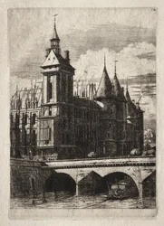 Radierungen von Paris: Der Uhrturm
