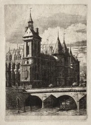 Radierungen von Paris: Der Uhrturm, 1852