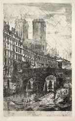 Radierungen von Paris: Die kleine Brücke
