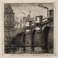 Radierungen von Paris: Die neue Brücke