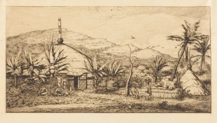 Neu-Kaledonien: Großes einheimisches Haus an der Straße von Balade nach Pouébo, 1845