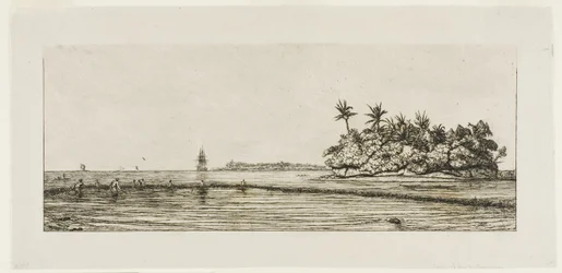 Ozeanien: Fischen, nahe Inseln mit Palmen in der Uea- oder Wallis-Gruppe, 1845