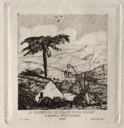 Die Hütte des alten Soldatensiedlers in Akaroa, 1845, 1866