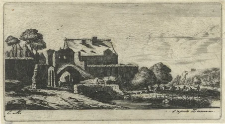 Wassermühle an einem Fluss in der Nähe von Saint-Denis