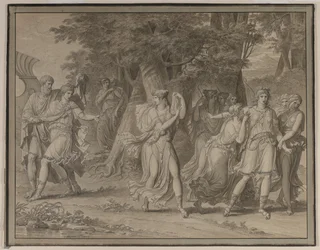 Telemachus, von Mentor gedrängt, verlässt die Insel Kalypso