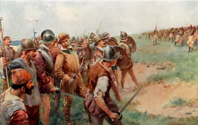 Drakes Gruppe wird von den Patagoniern angegriffen