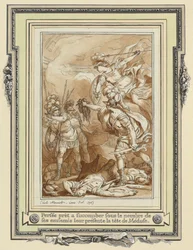 Perseus verwandelt Phinneas mit dem Kopf der Medusa in Stein