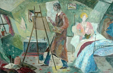 Selbstporträt, der Künstler in seinem Atelier