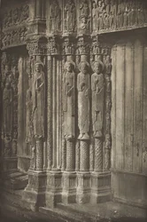 Kathedrale von Chartres. Rechte Tür des Königlichen Portals, Westseite, XII. Jahrhundert, vor Juli 1857