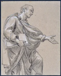 Drapierte Figur mit einem Buch