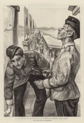 Bei der Arbeit in den Butts in Bisley, die Treffer markierend