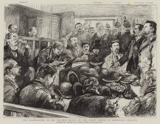 Die Vernehmung von Mr. Wilfrid Blunt im Gerichtsgebäude von Woodford, Irland