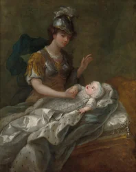 Prinzessin Augusta als Baby, mit Britannia