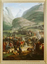 Die französische Armee überquert den Großen Sankt Bernhard Pass bei der Stadt St. Pierre