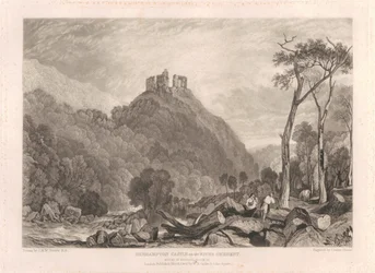 Okehampton Castle am Fluss Okement