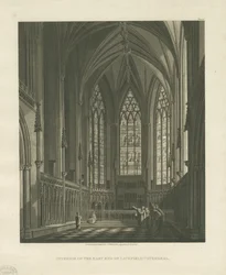 Innenraum der Kathedrale von Lichfield - Lady Chapel (Aquatinta-Stich)