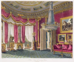 Rosa Satin-Zimmer (zweite Ansicht) Carlton House, graviert von R. Reeve aus 