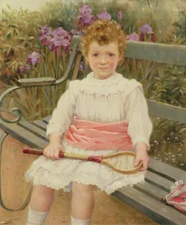 Mädchen mit einem Badmintonschläger