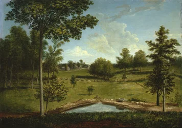 Landschaft mit Blick vom Mill Bank auf Sellers Hall