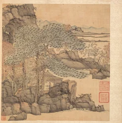 Gemälde nach alten Meistern: Gelehrter liest in einer Strohhütte am Wasserfall, 1598-1652