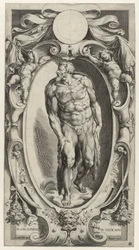 Johannes der Täufer in einer Kartusche