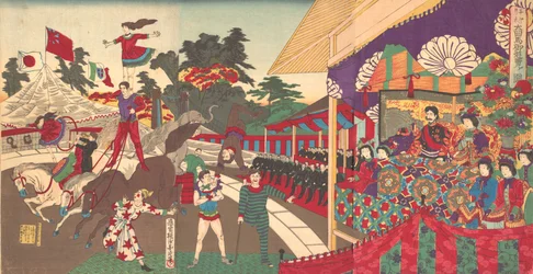 Illustration des kaiserlichen Ausflugs zum Charini-Zirkus Charine daik..., November 1886
