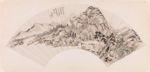 Fächer, der eine Landschaft darstellt