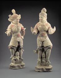 Paar Lokapala-Figuren, Tang-Dynastie (618-907)