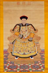 Porträt des chinesischen Kaisers Qianlong bei einer Zeremonie