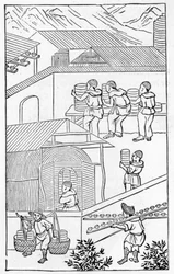Szenen aus einer Porzellanfabrik, aus einer Serie von Illustrationen zur Herstellung von Porzellan