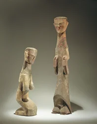 Zwei Statuetten, späte Zhou-Dynastie (1046-256 v. Chr.), 4. - 3. Jahrhundert v. Chr.
