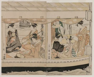 Bootsfahrt auf dem Sumida-Fluss, Mitte der 1790er Jahre