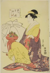 Hotei, aus der Serie "Vergleich der Schätze der Glücksgötter (Fukujin takara awase)", um 1795