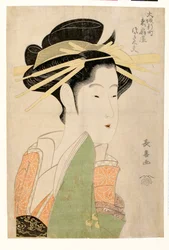 Porträt der Kurtisane Tsukasa Dayu von Higashi Ogiya im Shinmachi-Viertel von Osaka