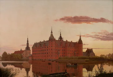 Schloss Frederiksborg von Jægerbakken aus gesehen, Abend