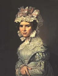 Porträt einer Dame in einem blauen Kleid
