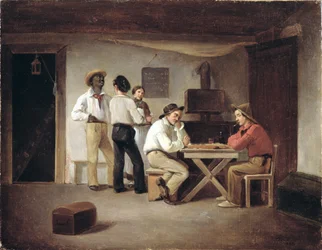 Matrosen spielen ein Brettspiel in einer Taverne