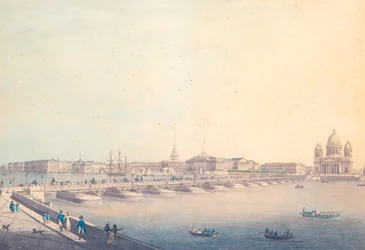 Ansicht der Sankt-Isaak-Brücke in Petersburg, vor 1820