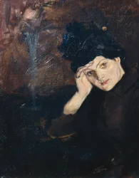 Albertine mit schwarzem Hut