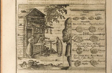 Geld und Handel in Moskau Illustration aus Reisen zum Großherzog von Moskau und dem König von