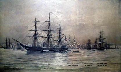 Konföderierte Staaten Kreuzer Shenandoah im Hafen von Melbourne, Australien, 1865, ca. 1865