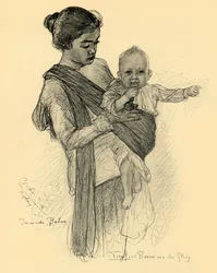 Javanische Nanny mit europäischem Baby, Magalang, 1898