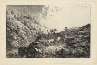 Eine Tierherde am Fluss [Die zur Tränke getriebenen Ochsen]