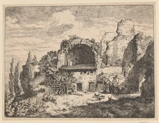 Landschaft mit Ruinen und Wirtschaftsgebäuden