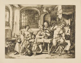 Satyr in einem Bauernhaus, im Stil von Jordaens