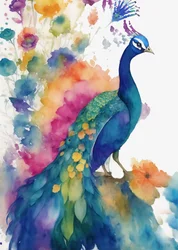 Farbenfroher Aquarellpfau